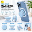 Universal MagSafe Magnetic Phone Grip &amp; Mobile Holder | 360&deg; Adjustable Ring Stand, Finger Holder &amp; Kickstand, Strong Magnetic Pop-Up Holder | Macrons Colors iCare-Light Blue