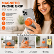 Universal MagSafe Magnetic Phone Grip &amp; Mobile Holder | 360&deg; Adjustable Ring Stand, Finger Holder &amp; Kickstand, Strong Magnetic Pop-Up Holder | Macrons Colors iCare-Orange