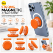 Universal MagSafe Magnetic Phone Grip &amp; Mobile Holder | 360&deg; Adjustable Ring Stand, Finger Holder &amp; Kickstand, Strong Magnetic Pop-Up Holder | Macrons Colors iCare-Orange