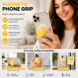 Universal MagSafe Magnetic Phone Grip &amp; Mobile Holder | 360&deg; Adjustable Ring Stand, Finger Holder &amp; Kickstand, Strong Magnetic Pop-Up Holder | Macrons Colors iCare-Yellow