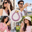 Silicone Necklace Phone Lanyard | Universal Smartphone Holder Strap | Soft Adjustable Anti-Drop Neck Cord, Ring Grip &amp; Hands-Free Phone Carrier | iCare