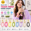 Silicone Teddy Twist Lanyard | Universal Phone Lanyard with Pop Holder &amp; Loop | Cute Adjustable Neck Strap, Mobile Phone Cord, Rasi / String for Smartphones-Black | iCare