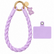 Silicone Teddy Twist Lanyard | Universal Phone Lanyard with Pop Holder &amp; Loop | Cute Adjustable Neck Strap, Mobile Phone Cord, Rasi / String for Smartphones-Purple | iCare
