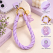 Silicone Teddy Twist Lanyard | Universal Phone Lanyard with Pop Holder &amp; Loop | Cute Adjustable Neck Strap, Mobile Phone Cord, Rasi / String for Smartphones-Purple | iCare