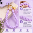 Silicone Teddy Twist Lanyard | Universal Phone Lanyard with Pop Holder &amp; Loop | Cute Adjustable Neck Strap, Mobile Phone Cord, Rasi / String for Smartphones-Purple | iCare