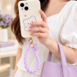 Silicone Teddy Twist Lanyard | Universal Phone Lanyard with Pop Holder &amp; Loop | Cute Adjustable Neck Strap, Mobile Phone Cord, Rasi / String for Smartphones-Purple | iCare