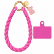 Silicone Teddy Twist Lanyard | Universal Phone Lanyard with Pop Holder &amp; Loop | Cute Adjustable Neck Strap, Mobile Phone Cord, Rasi / String for Smartphones-Hot Pink | iCare
