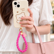 Silicone Teddy Twist Lanyard | Universal Phone Lanyard with Pop Holder &amp; Loop | Cute Adjustable Neck Strap, Mobile Phone Cord, Rasi / String for Smartphones-Hot Pink | iCare
