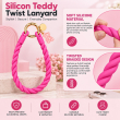 Silicone Teddy Twist Lanyard | Universal Phone Lanyard with Pop Holder &amp; Loop | Cute Adjustable Neck Strap, Mobile Phone Cord, Rasi / String for Smartphones-Hot Pink | iCare