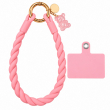 Silicone Teddy Twist Lanyard | Universal Phone Lanyard with Pop Holder &amp; Loop | Cute Adjustable Neck Strap, Mobile Phone Cord, Rasi / String for Smartphones-Light Pink | iCare