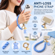 Silicone Teddy Twist Lanyard | Universal Phone Lanyard with Pop Holder &amp; Loop | Cute Adjustable Neck Strap, Mobile Phone Cord, Rasi / String for Smartphones-Blue | iCare