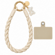 Silicone Teddy Twist Lanyard | Universal Phone Lanyard with Pop Holder &amp; Loop | Cute Adjustable Neck Strap, Mobile Phone Cord, Rasi / String for Smartphones-Beige | iCare