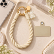 Silicone Teddy Twist Lanyard | Universal Phone Lanyard with Pop Holder &amp; Loop | Cute Adjustable Neck Strap, Mobile Phone Cord, Rasi / String for Smartphones-Beige | iCare