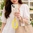 Silicone Teddy Twist Lanyard | Universal Phone Lanyard with Pop Holder &amp; Loop | Cute Adjustable Neck Strap, Mobile Phone Cord, Rasi / String for Smartphones-Yellow | iCare