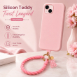 Silicone Teddy Twist Lanyard | Universal Phone Lanyard with Pop Holder &amp; Loop | Cute Adjustable Neck Strap, Mobile Phone Cord, Rasi / String for Smartphones-Light Pink | iCare