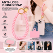 Silicone Teddy Twist Lanyard | Universal Phone Lanyard with Pop Holder &amp; Loop | Cute Adjustable Neck Strap, Mobile Phone Cord, Rasi / String for Smartphones-Light Pink | iCare