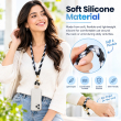 Silicone Teddy Twist Phone Lanyard | Adjustable Neck Strap with Pop Holder &amp; Loop | Anti-Drop Hands-Free Mobile Strap -Black | iCare