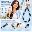 Silicone Teddy Twist Phone Lanyard | Adjustable Neck Strap with Pop Holder &amp; Loop | Anti-Drop Hands-Free Mobile Strap -Black | iCare