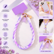 Silicone Teddy Twist Phone Lanyard | Adjustable Neck Strap with Pop Holder &amp; Loop | Anti-Drop Hands-Free Mobile Strap -Purple | iCare
