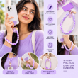 Silicone Teddy Twist Phone Lanyard | Adjustable Neck Strap with Pop Holder &amp; Loop | Anti-Drop Hands-Free Mobile Strap -Purple | iCare