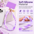 Silicone Teddy Twist Phone Lanyard | Adjustable Neck Strap with Pop Holder &amp; Loop | Anti-Drop Hands-Free Mobile Strap -Purple | iCare