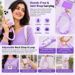 Silicone Teddy Twist Phone Lanyard | Adjustable Neck Strap with Pop Holder &amp; Loop | Anti-Drop Hands-Free Mobile Strap -Purple | iCare