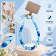 Silicone Teddy Twist Phone Lanyard | Adjustable Neck Strap with Pop Holder &amp; Loop | Anti-Drop Hands-Free Mobile Strap -Blue | iCare
