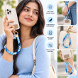 Silicone Teddy Twist Phone Lanyard | Adjustable Neck Strap with Pop Holder &amp; Loop | Anti-Drop Hands-Free Mobile Strap -Blue | iCare