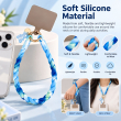 Silicone Teddy Twist Phone Lanyard | Adjustable Neck Strap with Pop Holder &amp; Loop | Anti-Drop Hands-Free Mobile Strap -Blue | iCare