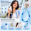 Silicone Teddy Twist Phone Lanyard | Adjustable Neck Strap with Pop Holder &amp; Loop | Anti-Drop Hands-Free Mobile Strap -Blue | iCare
