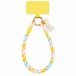 Silicone Teddy Twist Phone Lanyard | Adjustable Neck Strap with Pop Holder &amp; Loop | Anti-Drop Hands-Free Mobile Strap -Yellow | iCare