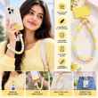 Silicone Teddy Twist Phone Lanyard | Adjustable Neck Strap with Pop Holder &amp; Loop | Anti-Drop Hands-Free Mobile Strap -Yellow | iCare