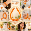 Silicone Bow Phone Lanyard | Adjustable Mobile Phone Strap with Pop Holder &amp; Loop | Anti-Drop Hands-Free Neck Strap-Orange | iCare