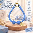 Silicone Bow Phone Lanyard | Adjustable Mobile Phone Strap with Pop Holder &amp; Loop | Anti-Drop Hands-Free Neck Strap-Blue | iCare
