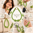 Silicone Bow Phone Lanyard | Adjustable Mobile Phone Strap with Pop Holder &amp; Loop | Anti-Drop Hands-Free Neck Strap-Green | iCare