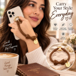 Silicone Bow Phone Lanyard | Adjustable Mobile Phone Strap with Pop Holder &amp; Loop | Anti-Drop Hands-Free Neck Strap-Brown| iCare