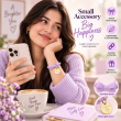 Silicone Bow Phone Lanyard | Adjustable Mobile Phone Strap with Pop Holder &amp; Loop | Anti-Drop Hands-Free Neck Strap-Light Purple | iCare