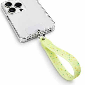 Silicone Neon Phone Lanyard | Adjustable Mobile Phone Strap with Pop Holder &amp; Loop | Anti-Drop Hands-Free Neck Strap-Yellow | iCare