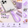 Silicone Neon Phone Lanyard | Adjustable Mobile Phone Strap with Pop Holder &amp; Loop | Anti-Drop Hands-Free Neck Strap-Purple | iCare