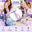 Silicone Neon Phone Lanyard | Adjustable Mobile Phone Strap with Pop Holder &amp; Loop | Anti-Drop Hands-Free Neck Strap-Purple | iCare