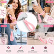 Silicone Neon Phone Lanyard | Adjustable Mobile Phone Strap with Pop Holder &amp; Loop | Anti-Drop Hands-Free Neck Strap-Pink | iCare