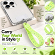 Silicone Neon Phone Lanyard | Adjustable Mobile Phone Strap with Pop Holder &amp; Loop | Anti-Drop Hands-Free Neck Strap-Green | iCare