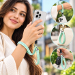 Silicone Dots Phone Lanyard | Mobile Phone Strap with Pop Holder &amp; Loop | Anti-Drop Neck Strap for Smartphones- Light Green | iCare