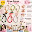Silicone Animal Phone Lanyard | Cute Mobile Phone Strap with Pop Holder &amp; Loop | Anti-Drop Neck Strap-Black | iCare