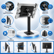 Universal Tablet Stand with Lock &amp; Key | Anti-Theft Secure Desktop Tablet Holder | Adjustable Metal Enclosure, Kiosk &amp; POS Counter Stand | iCare