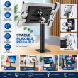Universal Tablet Stand with Lock &amp; Key | Anti-Theft Secure Desktop Tablet Holder | Adjustable Metal Enclosure, Kiosk &amp; POS Counter Stand | iCare