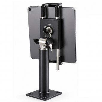 Tablet Stand with Lock &amp; Key | Secure Desktop Tablet Holder | 2-End Protection Metal Stand | Anti-Theft Kiosk &amp; POS Counter Stand | Tablet Stand &amp; Holder | iCare