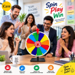 Universal Spinning Prize Wheel Desktop Display Stand with LED Light | Promotional Game Wheel for Events, Marketing, Lucky Draw &amp; Advertising | iCare