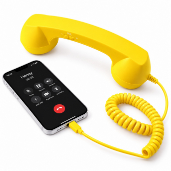 Retro Phone Handset with Type-C Connector | Wired Mobile Phone Receiver &amp; Microphone | C-Port Handset for Smartphones | Volume Control, Hands-Free Calling &amp; Comfortable Network Phone Receiver | iCare