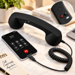 Retro Phone Handset with Type-C Connector | Wired Mobile Phone Receiver &amp; Microphone | C-Port Handset for Smartphones | Volume Control, Hands-Free Calling &amp; Comfortable Network Phone Receiver | iCare